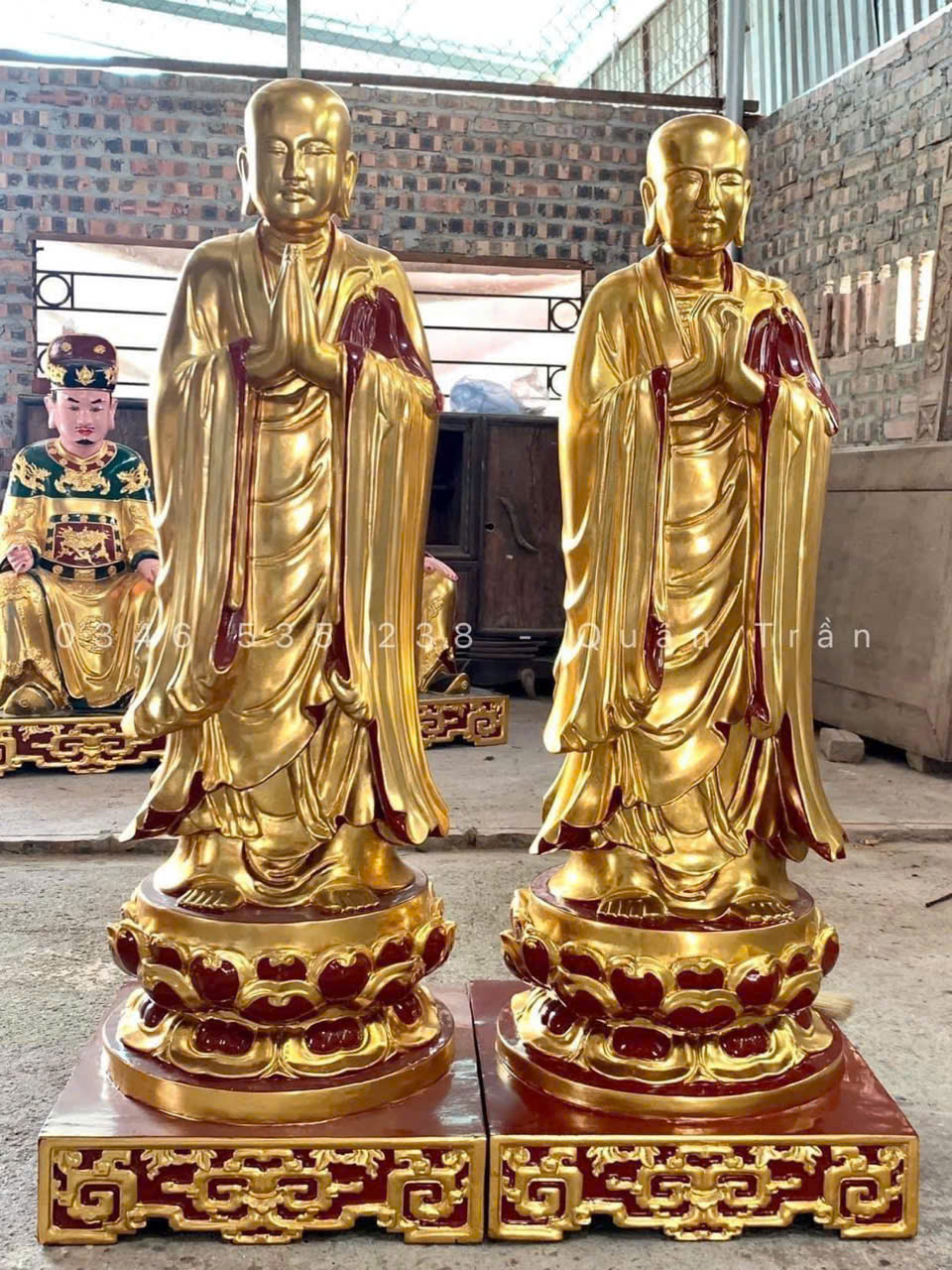 Tượng A Nan Ca Diếp gỗ mít sơn son dát vàng