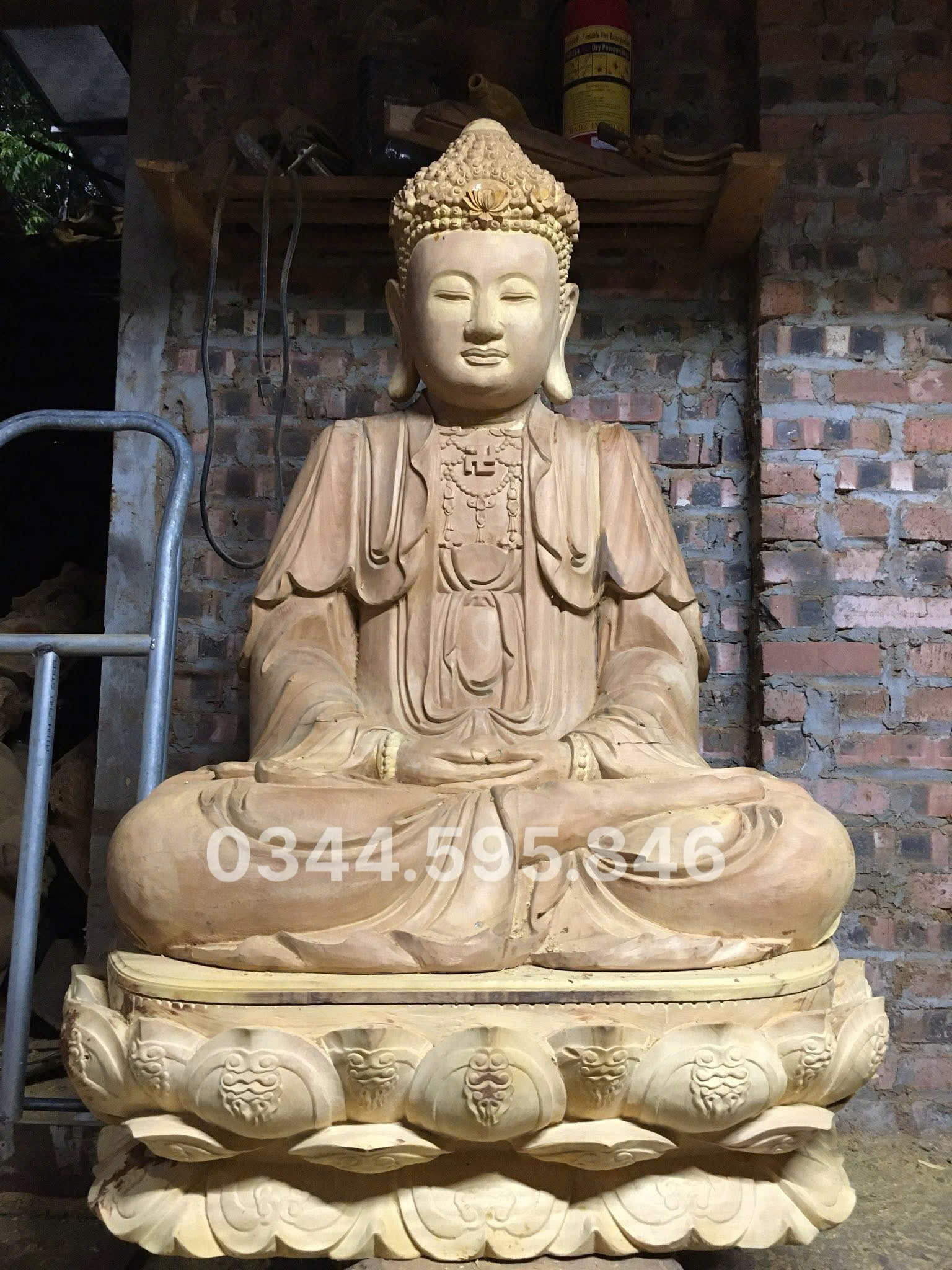 Tượng Phật ADIDA Gỗ Mít Sơn Son Thếp Vàng